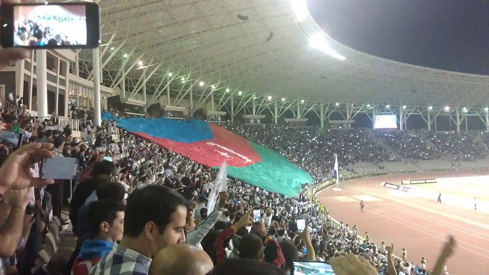 Azerbaijan flag, Qarabağ (AZE) - Saint Etienne (FRA) football match (2